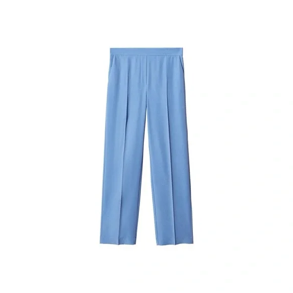 NWOT Mango Blue Wide-Leg Trousers High-Waisted - Picture 4 of 7